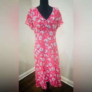 Cottagecore Vintage Inspired Chiffon Floral Midi Dress Boho Coquette